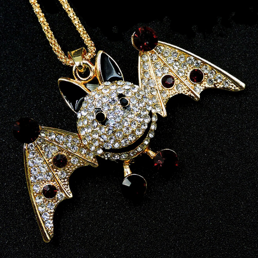 Happy Bat Rhinestone Pendant Nwt